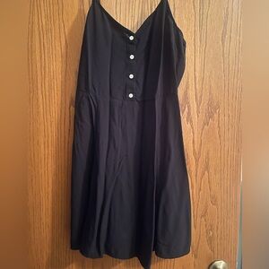GAP Black Sleeveless Button-Front Midi Dress